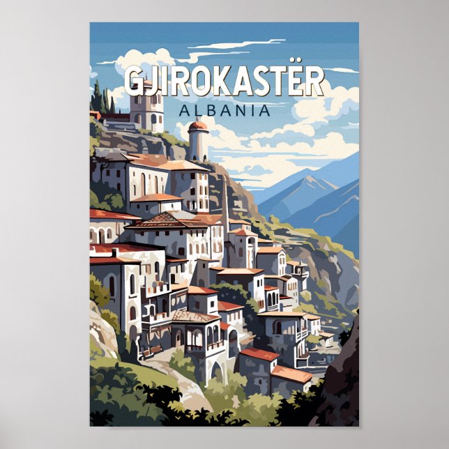 Poster Gjirokaster Albânia - Viagem Art Vintage (Frente)
