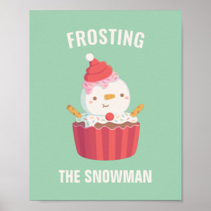 Poster Glacé Bonito O Decado De Natal Do Cupcake De Neve