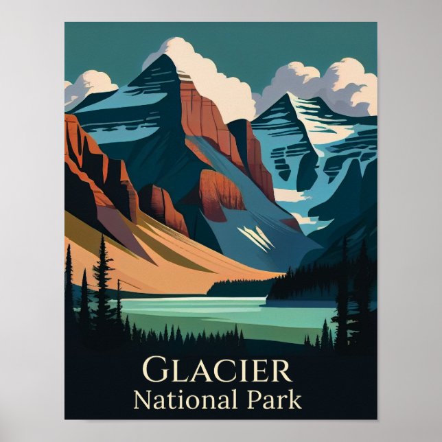 Poster Glaciar National Park Arte Contemporânea (Frente)