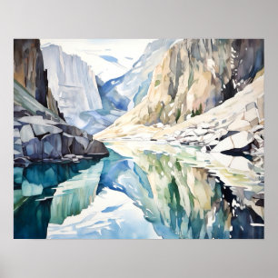Poster Glaciar National Park Watercolor