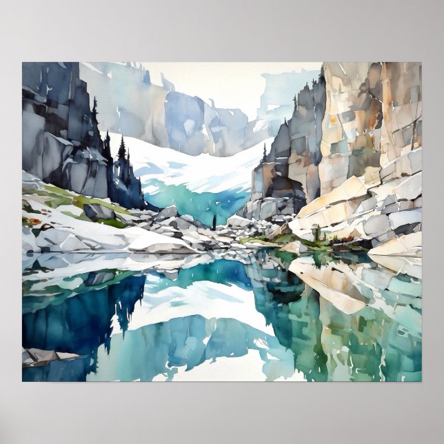 Poster Glaciar National Park Watercolor (Frente)