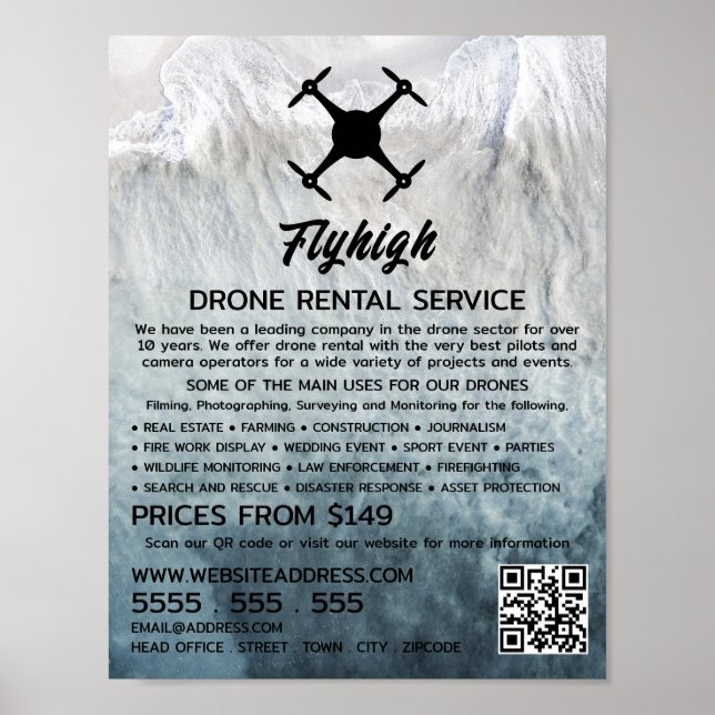 Poster Glacier Drone Silhouette, Drone Rental Company (Frente)