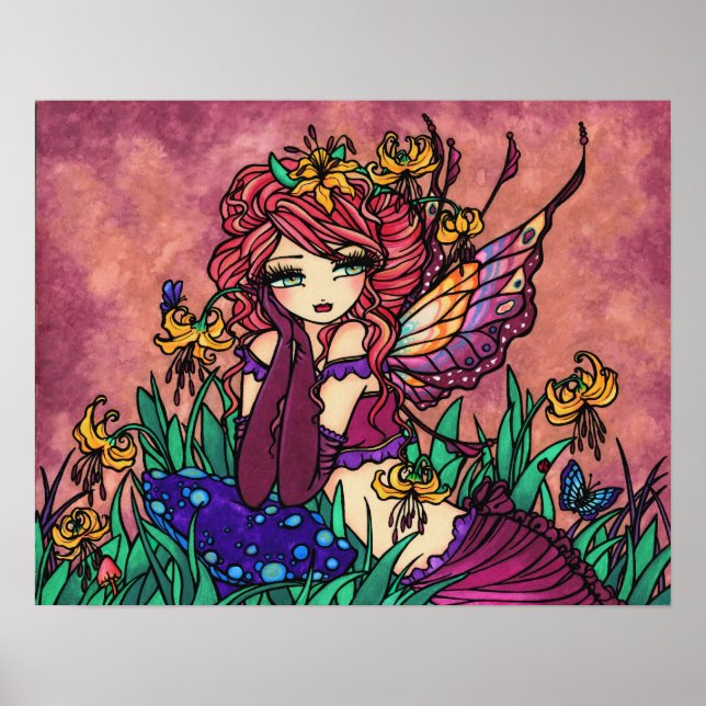 Poster "Glacier Lily Fairy" Mushroom Fantasy Forest Art (Frente)