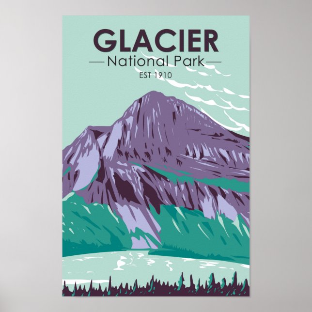 Poster Glacier National Park Montana Hidden Lake Vintage (Frente)