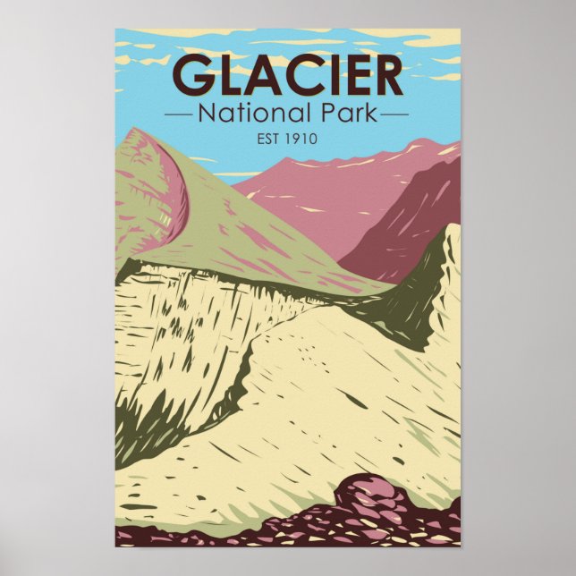 Poster Glacier National Park Montana Triple Divide Peak (Frente)