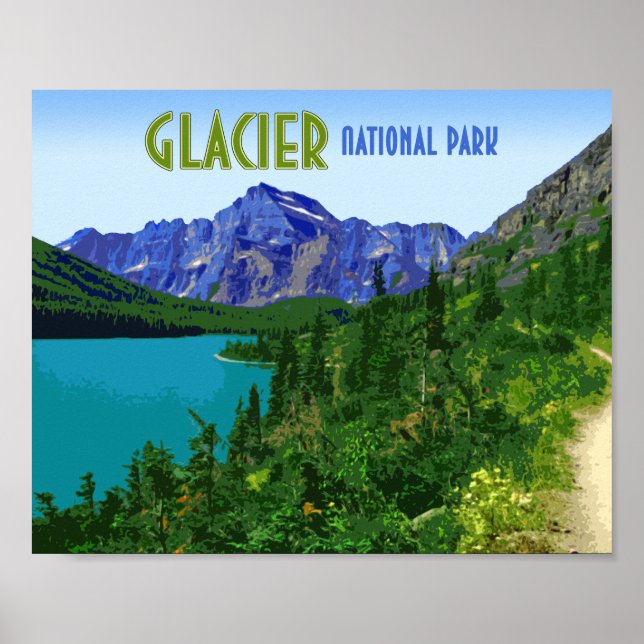 Poster Glacier National Park Montana Vintage (Frente)