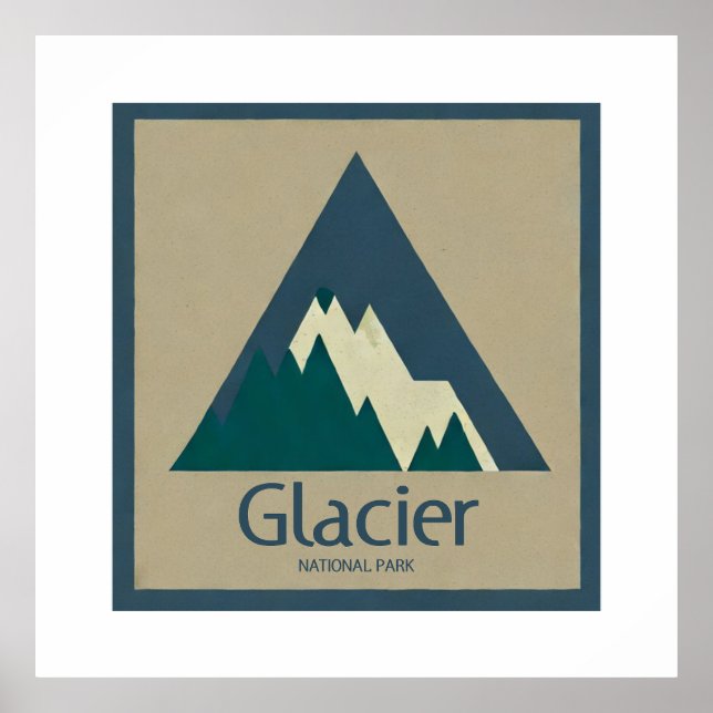 Poster Glacier National Park Rustic (Frente)
