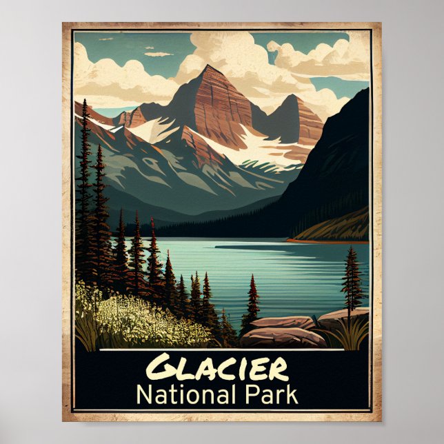 Poster Glacier National Park Vintage (Frente)