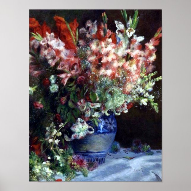 Poster Gladiolas em um Vase, Pierre Auguste Renoir Art (Frente)