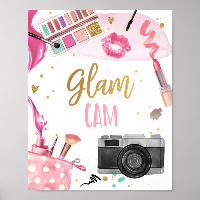 Poster Glam Cam Spa Party Makeor Glamor Girl Birthday Po (Frente)