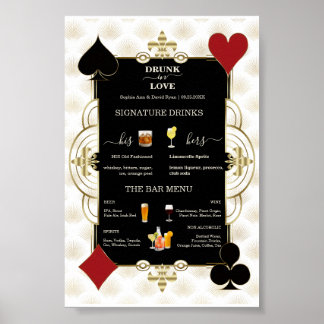 Poster Glam Casino Wedding Drunk In Love Wedding Bar Sign