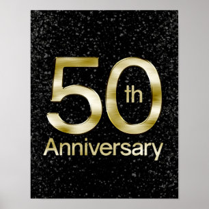Poster Glam Dourado 50º Aniversário