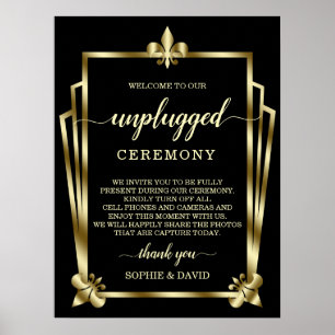 Poster Glam Dourado Art Deco - Sinal de cerimônia de cas