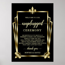 Poster Glam Dourado Art Deco Unplugged Ceremony Sinal