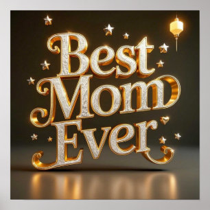Poster Glam Dourado Bling Melhor Mãe Nunca