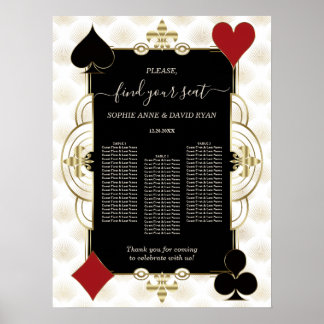 Poster Glam Gold Casino Vegas Wedding Seating Chart 
