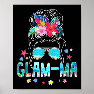 Poster Glam-mãe Hello Summer Beach Lover Messy Bun Summer