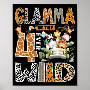 Poster Glamma dos Quatro Safari Selvagem de 4º Aniversári