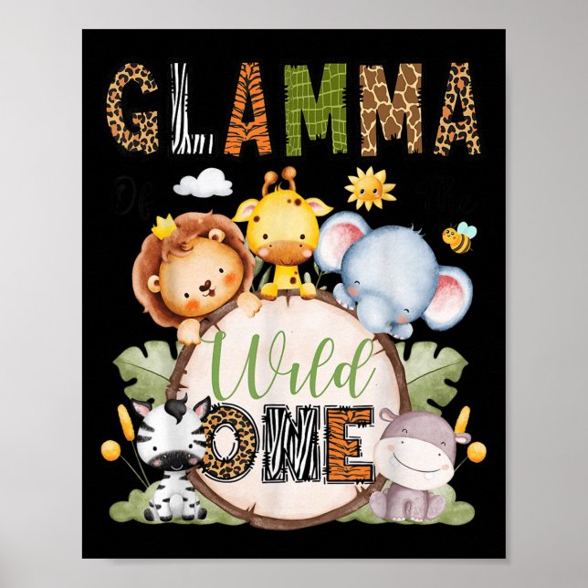 Poster Glamma Of The Wild One 1st Birthday Boy Jungle Saf (Frente)