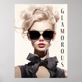 Poster Glamoroso Modelo de Moda Arco Preto
