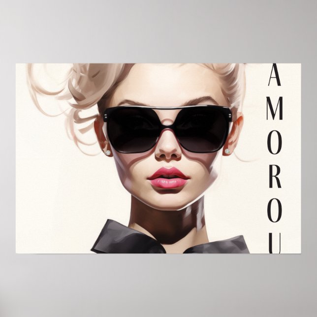 Poster Glamoroso Modelo de Moda Arco Preto (Frente)