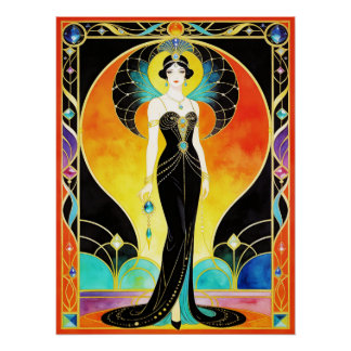 Pôster Glamorous Art Deco Siren (2) Poster