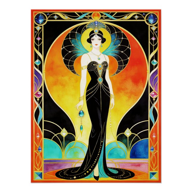 Pôster Glamorous Art Deco Siren (2) Poster (Frente)