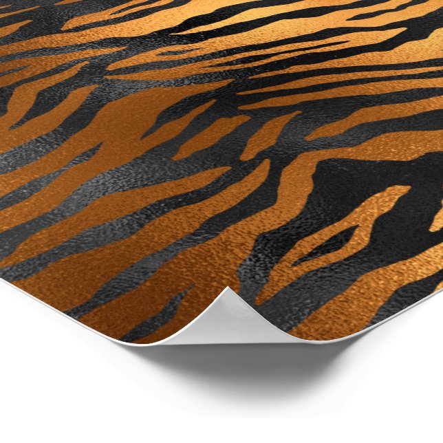 Poster Glamorous Black Brown Tiger Strips Animal Print (Borda)