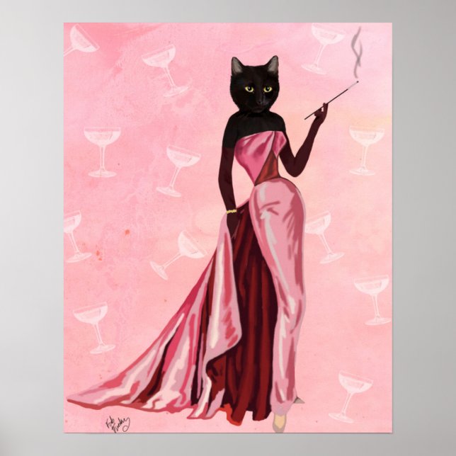 Poster Glamour Cat in Pink (Frente)