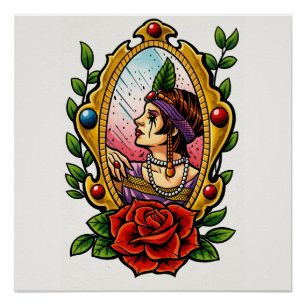 Pôster Glamour Vintage – Mulher dos Anos 1920 em Moldura 