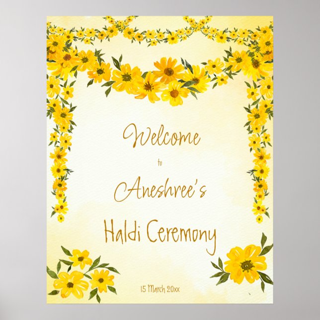 Poster Glândulas florais amarelas Haldi welcom (Frente)