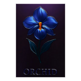 Pôster Glänzende Blaue Orchidee – Botanische Kunst