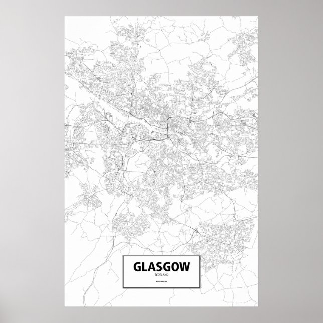 Pôster Glasgow, Escócia (preto no branco) (Frente)