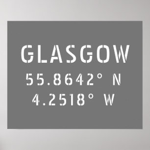 Poster Glasgow Scotland Latitude & Longitude