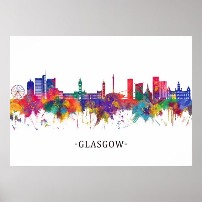 Poster Glasgow Scotland Skyline (Frente)