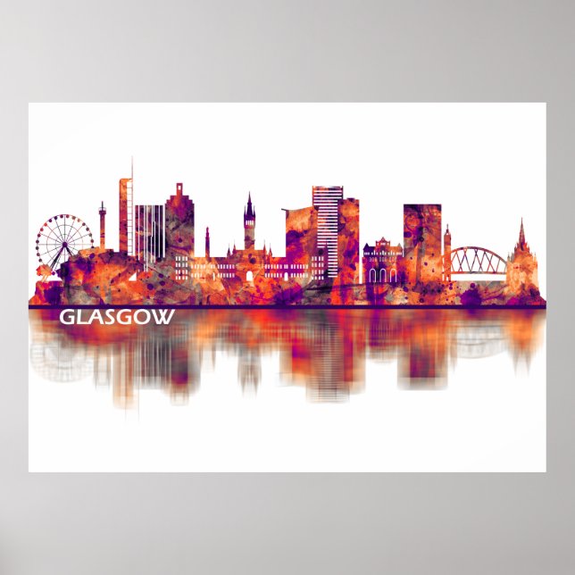 Poster Glasgow Scotland Skyline (Frente)