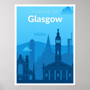 Poster Glasgow Scotland UK Viagens vintage Illustration