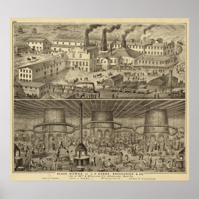 Poster Glass works of JH Hobbs and Brockunier (Frente)