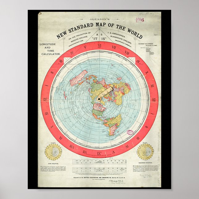 Poster Gleason's New Standard Map Of The World - Flat Ear (Frente)