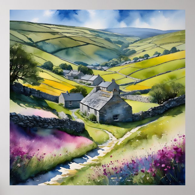 Poster "Glen Garlands" Paisagem Yorkshire Dales Cena (Frente)