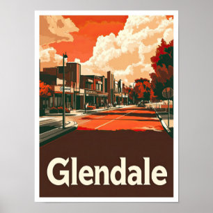 Poster Glendale California Art Viagens vintage