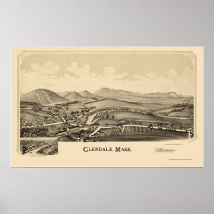 Pôster Glendale, mapa panorâmico das MÃES - 1890
