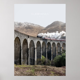 Poster Glenfinnan Viaduct, Scotland Travel Illustration
