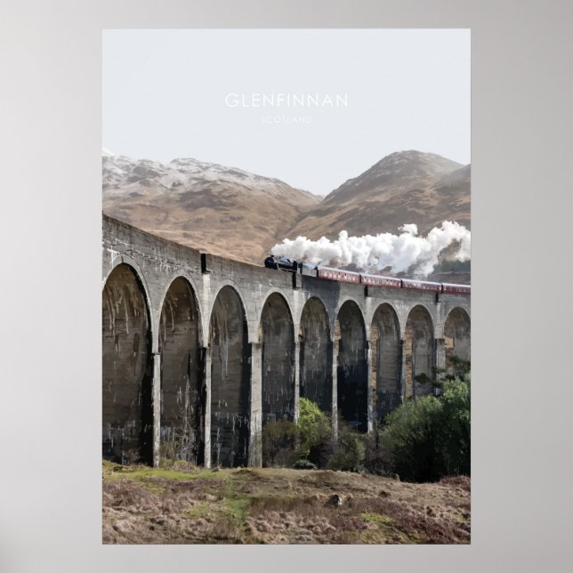 Poster Glenfinnan Viaduct, Scotland Travel Illustration (Frente)
