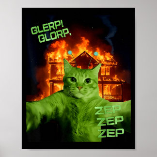Poster Glerp Glorp Funny Alien Cat Meme Space Cat Humor