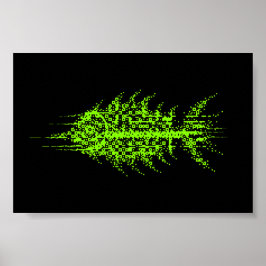 Poster Glitch Pixel Code Fish Wall Art