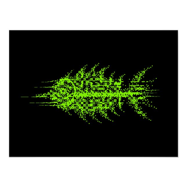 Pôster Glitch Pixel Code Fish Wall Art (Frente)