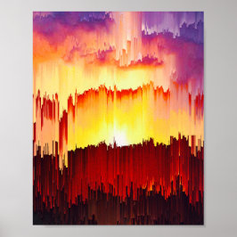 Poster Glitch Sunset Sky Abstract Art