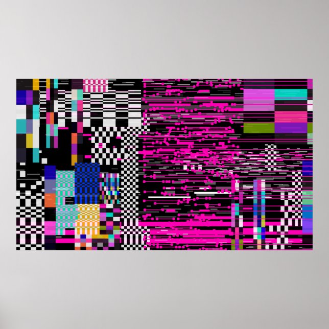 Poster Glitched retro VHS screen with flickers and broken (Frente)