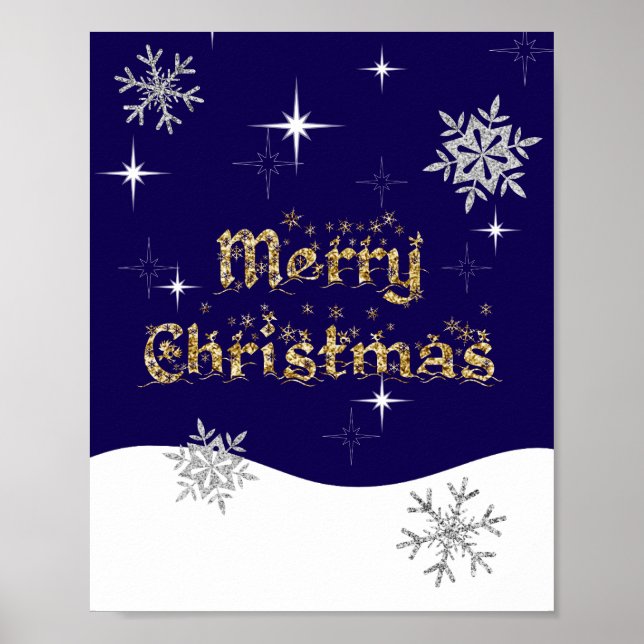 Poster Glitter de Natal Simples Elegante (Frente)